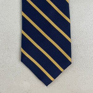 Vintage Diagonal Striped Silk Tie 1990s Prep School Ivy League Necktie Navy/Gold
